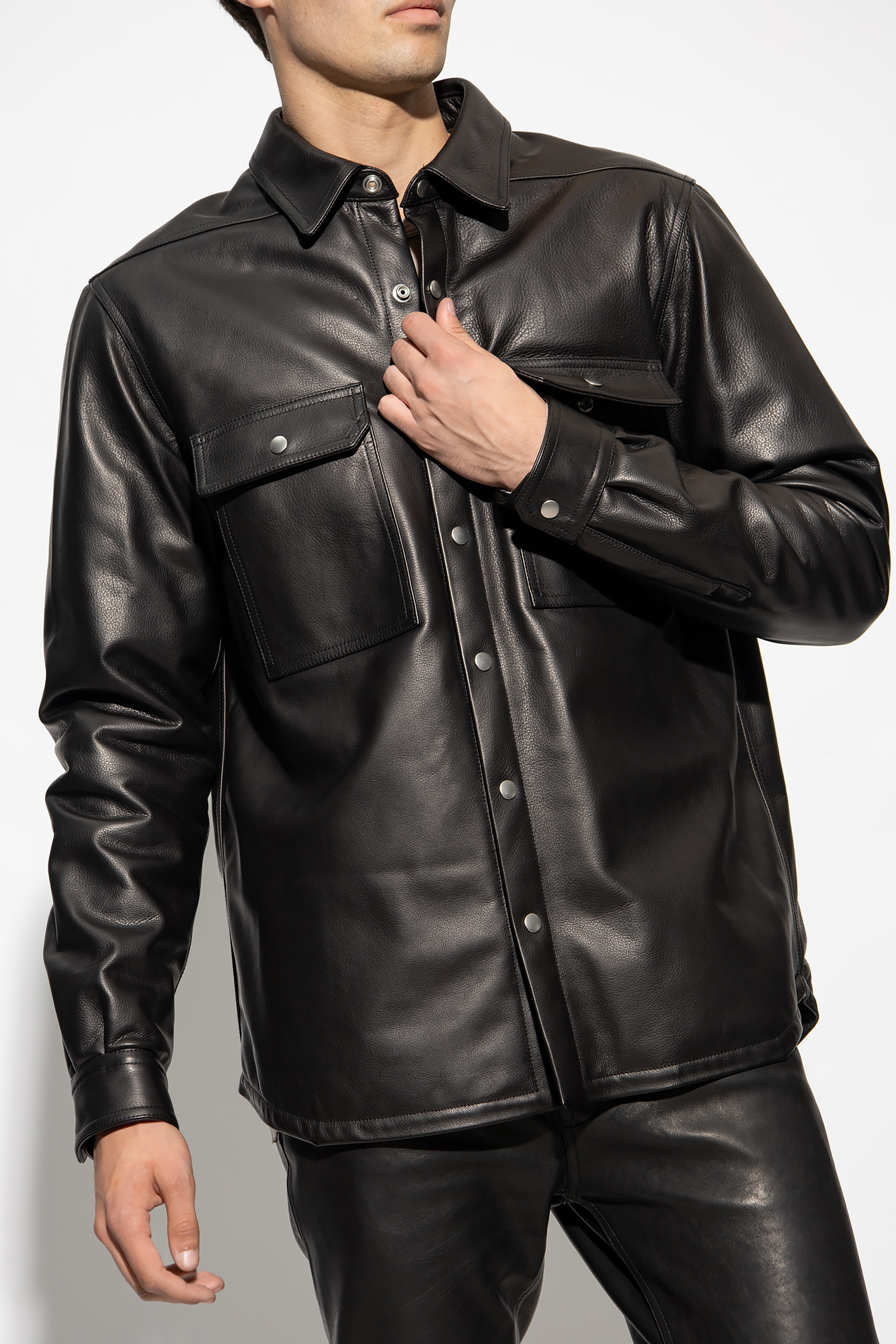 Rick Owens 'Outershirt' leather shirt | Men's Clothing | Vitkac